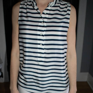 Jcrew sleeveless navy and white stripe top